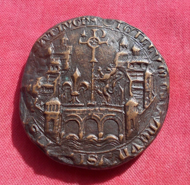 Médaille Presse-papier Reproduction Du Sceau De La Ville De Montpellier - En étain, XXe Siècle