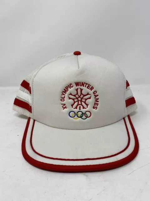 Vintage XV Olympic Winter Games 3 Stripe Cap 1988 Calgary Logo Snapback Hat Cap