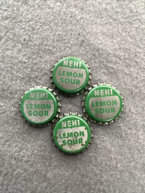 Vintage NEHI LEMON SOUR Soda Cork Lined bottle cap Lot Of 4