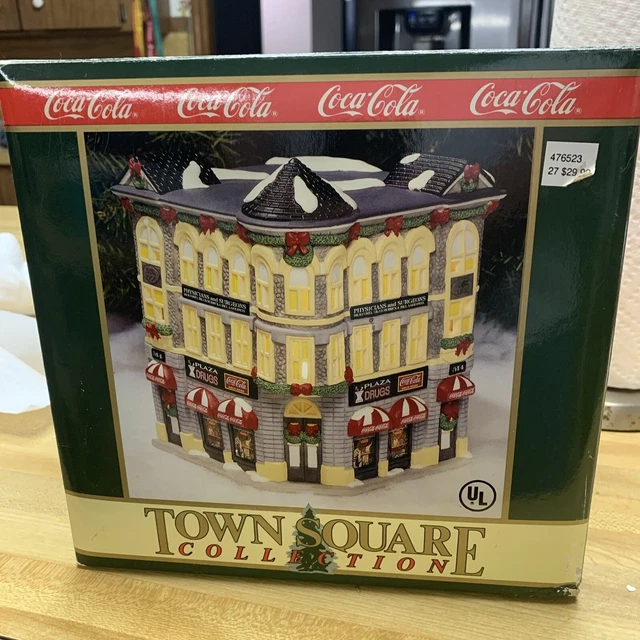 1993 COCA COLA Town Square Collection PLAZA DRUGS Light Holiday Village Vintage