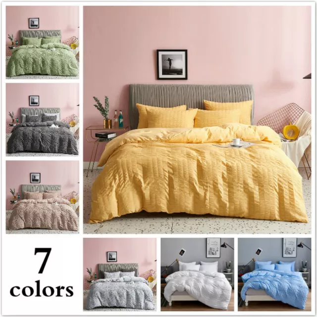 Popcorn Bedding Duvet Cover Set Pleated Bedclothes Breathable Twin Queen King