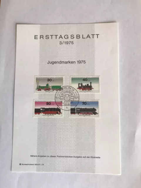 Ersttagsblatt Landespostdirektion Berlin, Jugendmarken 1975  3/1975