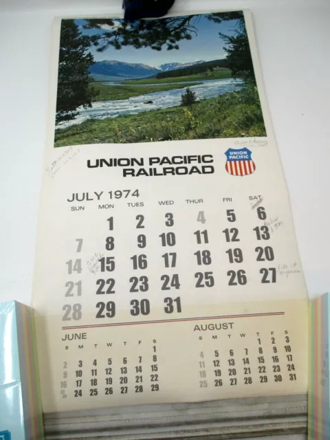 Vintage Union Pacific Railroad Calendar 1974 12.5 in x 23 in