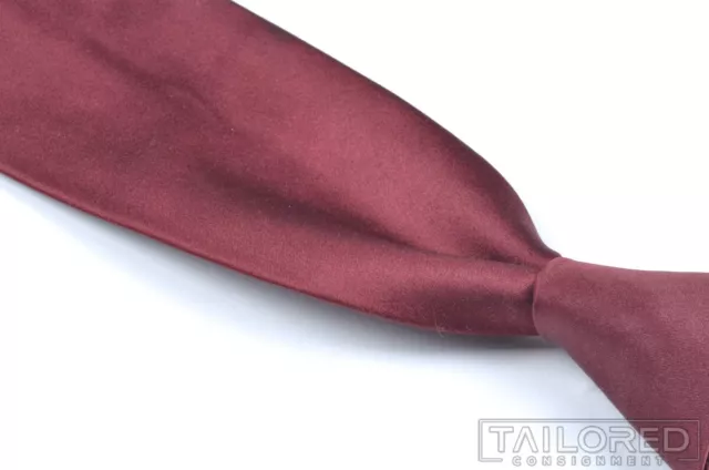 RALPH LAUREN PURPLE LABEL Burgundy Maroon 100% Silk Mens Power Tie - 3.50"