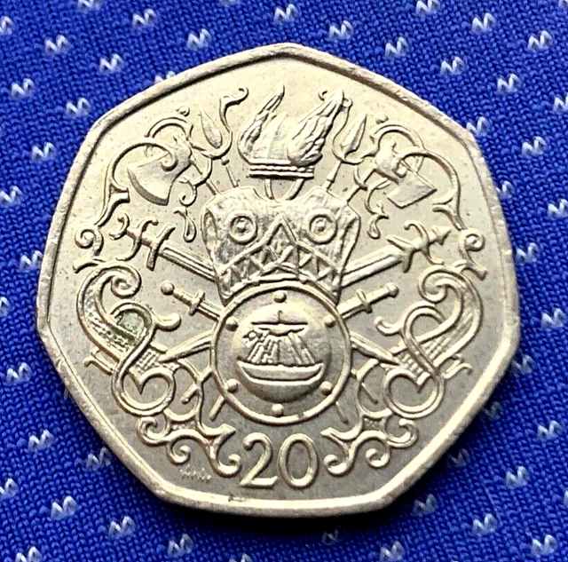 1983 ISLE OF MAN UK 20 Pence Coin CH UNC ( Die letters AA )  #ZM166
