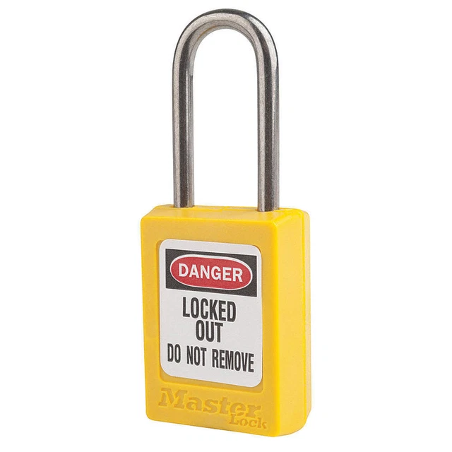 MASTER LOCK S31KAS12YLW Lockout Padlock,KA,Yellow,1-13/16"H,PK12