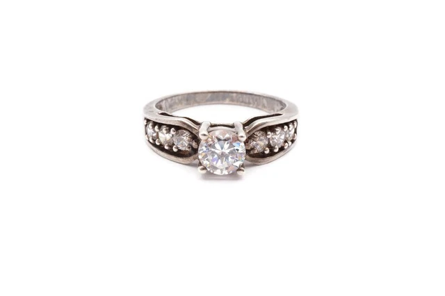 Diamonique Sterling Silver 925 Cubic Zirconia Ring Size 10