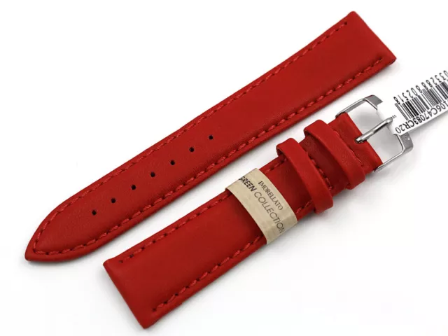 Cinturino Orologio Nappa Vera Pelle Rosso ANSA 20mm 18mm Fibbia Acciaio Cuir NEW