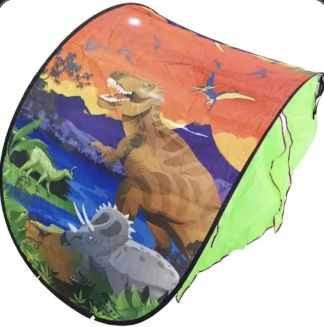 Dream Tents "Dinosaur Island" Kids Pop-Up Tent fits Twin Beds & Bunkbeds
