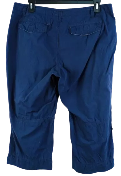 ROUTE 66 BLUE multi pockets women's buttoned hem cropped pants 18W $15. ...