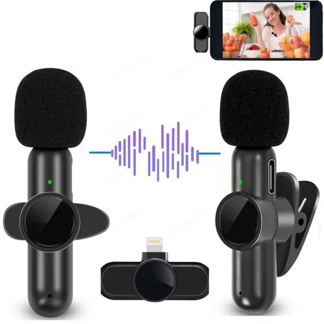 Portable Wireless Lavalier Microphone Audio Video Recording Phone Mic
