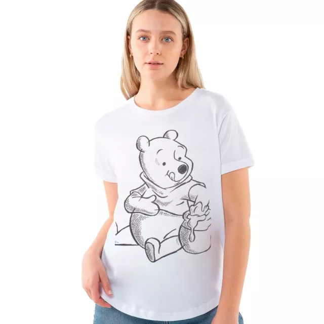Offizielles Disney Damen Winnie The Pooh Skizze Mode T-Shirt weiß S - XL