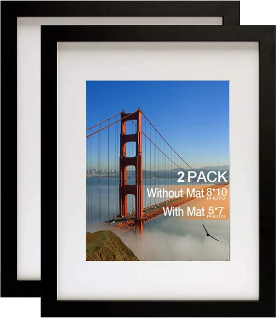 8X10 Picture Frame Picture Frames Set of 2 Display Pictures 5X7 with Mat or 8X1