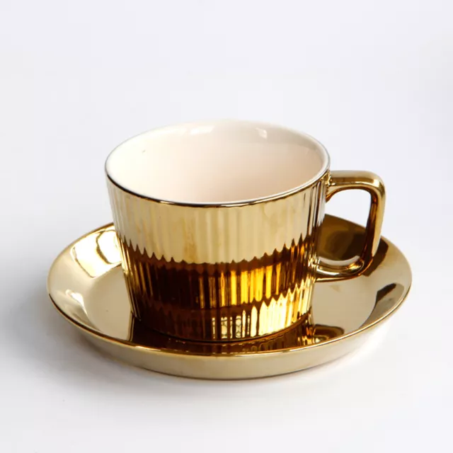 Vergoldete Tee /Kaffeetasse mit Untertasse Set Keramik Espressotasse Office