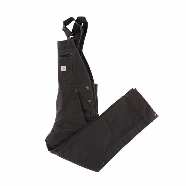 Carhartt Relaxed Fit Washed Duck Insulated Bib Overall Dark Brown Womens M NEW