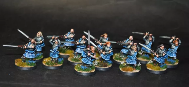 Warhammer lotr painted Angbor and 12 Clansmen of Lamedon Fiefdoms Gondor