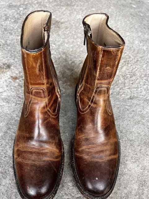 FRYE MENS SZ 8.5 D Boots James Inside Zip Chelsea Black Leather 87105 Distressed 49.99 PicClick