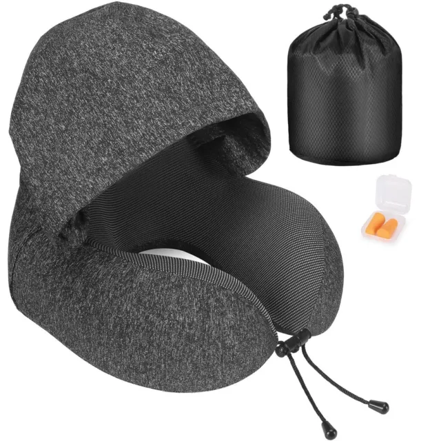 Eono Amazon Neck Pillow for Travel Memory Foam, Hooded Travel Pillow