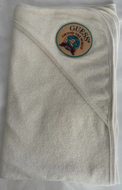 Vintage BABY GUESS Layette  Hooded Towel Bath Blanket Terry Cloth Cotton 36x27
