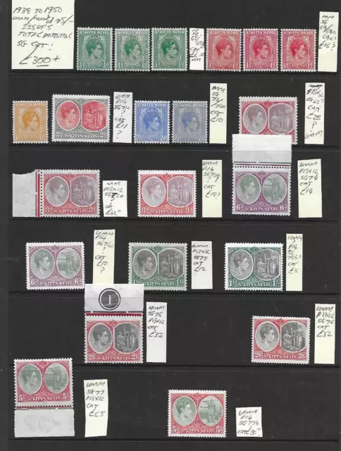 St Kitts Nevis Stamp Collection George VI 1938-50 umm mm inc vari. SG cat: £300+