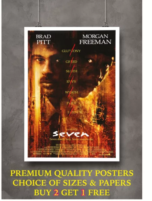 Seven Brad Pitt Classic Movie Large Poster Art Print Gift A0 A1 A2 A3 A4