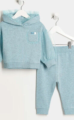 Felpa con cappuccio e jogger blu River Island mini ragazze età 2-3 anni maglia nuova con etichette