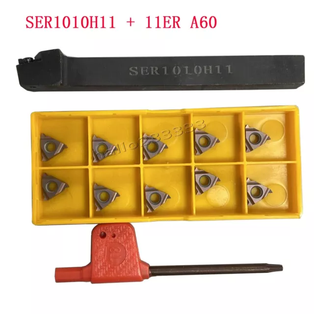 11ER A60 Carbide insert + 10mm SER1010H11 External thread turning tool holder