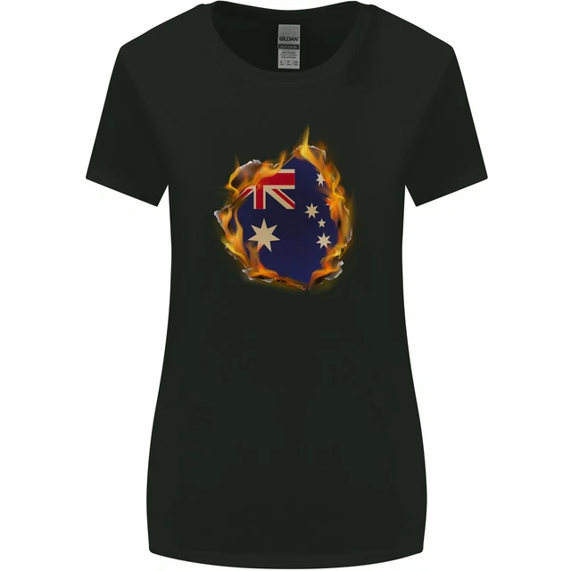 The Australian Flag Fire Effect Australia Womens Wider Cut T-Shirt