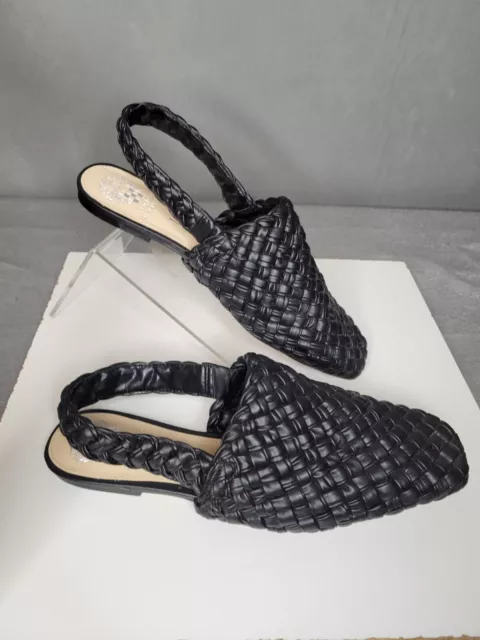 Vince Camuto Womens LASINT Mules Black Woven Slingback Flat Sandals Sz 11M EU 43