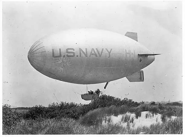 The Us Navys H1 Airship Flies Low Over A Field 1921 Aviation History Old Photo