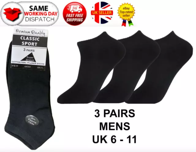 3 Pairs Mens Womens Trainer Liner Ankle Socks Low Cut Sports Socks Size 4-6 6-11