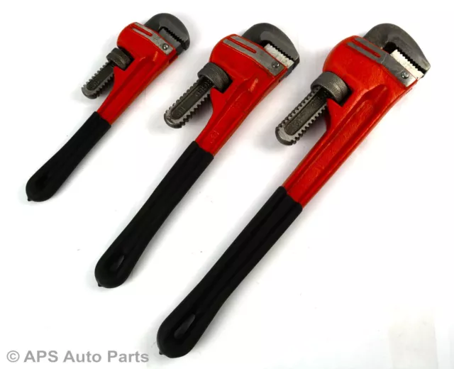 3 Piece Heavy Duty Monkey Adjustable Pipe Wrench Set Grip Plumbing Pliers Tool