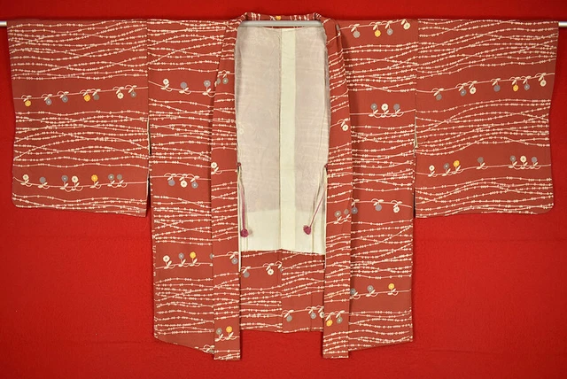 Vintage Japanese Kimono Silk Antique BORO HAORI Kusakizome Dyed/B436/410