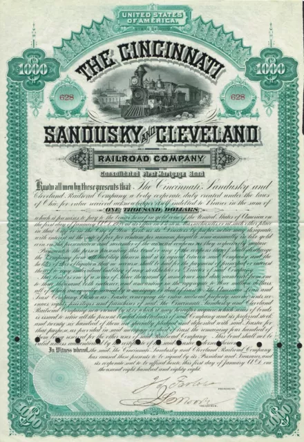 USA THE CINCINNATI SANDUSKY & CLEVELAND RAILROAD COMPANY stock certificate/bond