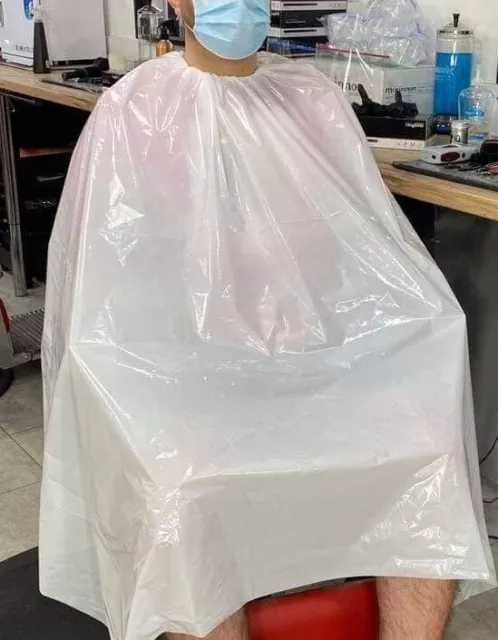 Disposable Barber Hairdresser Gown White Plastic Cape Apron 25 Micron 80x140 cm
