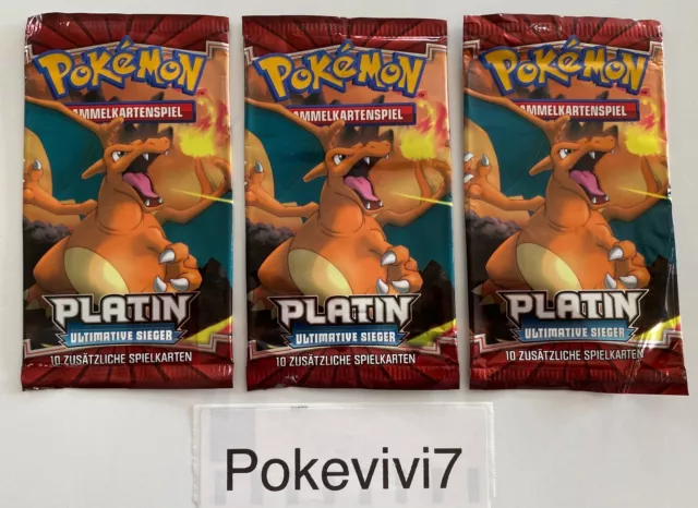 x3 Booster Pokemon PLATIN Ultimative Sieger DEUTSCH (Vide / Empty / Open)