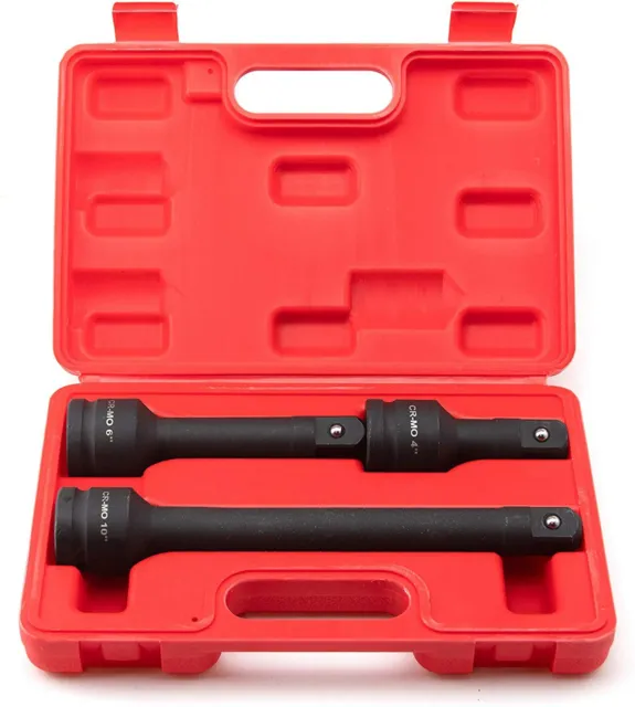 3 Pc 3/4" Inch Dr Drive Extension Bar Set For Air Impact Wrench Tool With Case
