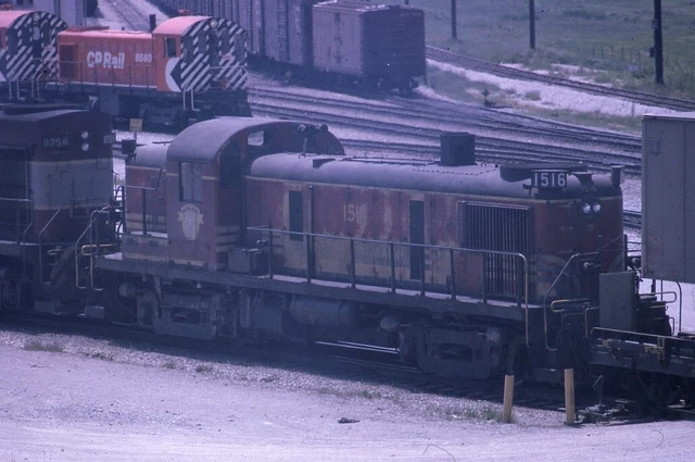 B&M BOSTON & MAINE Railroad Train Locomotive 1516 Original 1970 Photo Slide