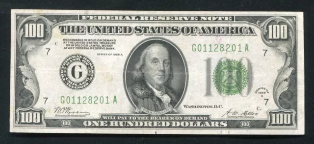 Fr. 2151-G 1928-A $100 Frn Federal Reserve Note Chicago, Il Very Fine+