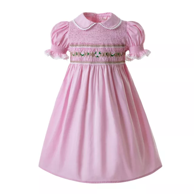 Spanish Girls Smocked Dresses 2 3 4 5 6 7 8 9 10 11 12 Pink Puff Sleeve Dresses