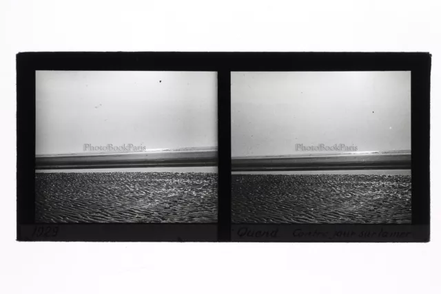 Quend La Plage Somme France Photo Stereo Plaque de verre 1929