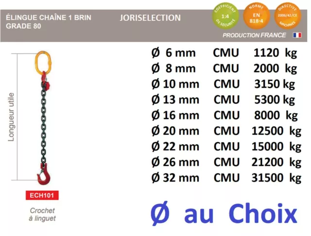 Chaine de Levage haute résistance Ø6-16mm pour élingue