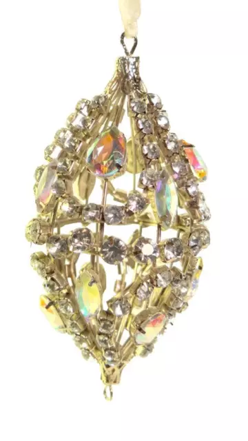 Beautiful Silver RHINESTONE Bling Finial Christmas Tree Ornament 5.5" Holiday