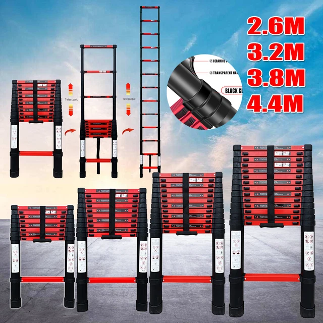 TELESCOPIC LOFT LADDER 2.63.8M Extendable Collapsible Step Ladders