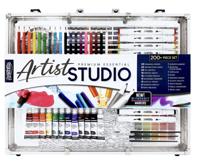 ArtSkills Artist Studio Premium Essential Art Supply Kit 200pcs w Carrying Case