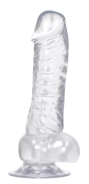 Fallo realistico Crystal clear dong trasparente Dildo in jelly 18cm con Ventosa