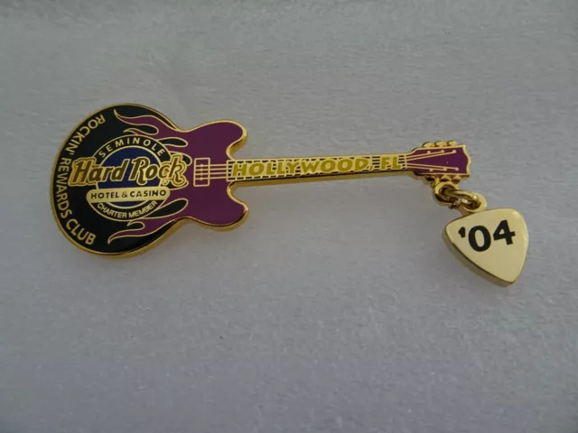 Hard Rock Cafe Hollywood FL. Hotel pin Rockin Rewards 04 Charter Member Guitar