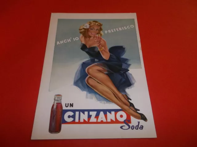 Pubblicita' 1951 Cinzano Soda Ragazza Bionda Moda Drink Pin Up Ill.mosca Vintage