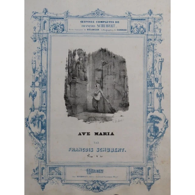 SCHUBERT Franz Ave Maria Chant Piano ca1835