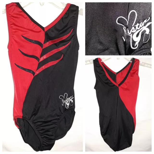 GK Gymnastics Leotard NASTIA LIUKIN Red Black Foil Design Adult XS AXS